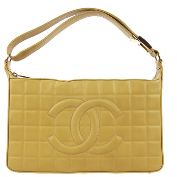 CHANEL 2003-2004 * Choco Bar Shoulder Bag Beige Lambskin 181098