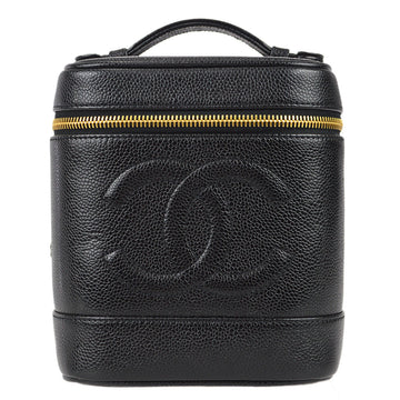 CHANEL 2000-2001 Timeless Vanity Handbag Black Caviar 69863