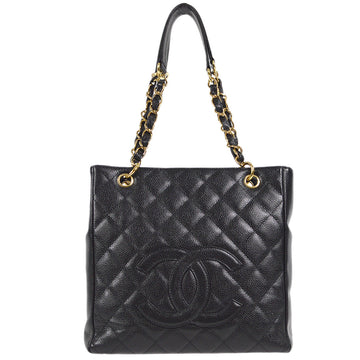 CHANEL 2003-2004 Black Caviar Petite Shopping Tote PST 171090