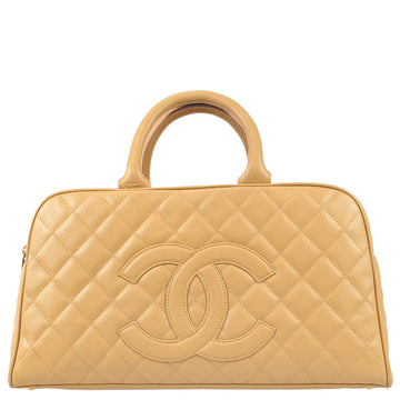 CHANEL 2003-2004 Bowling Bag 37 Beige Caviar 171133