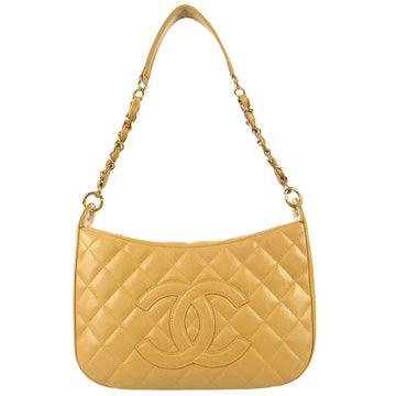 CHANEL 2003-2004 Hobo Bag Beige Caviar 171192