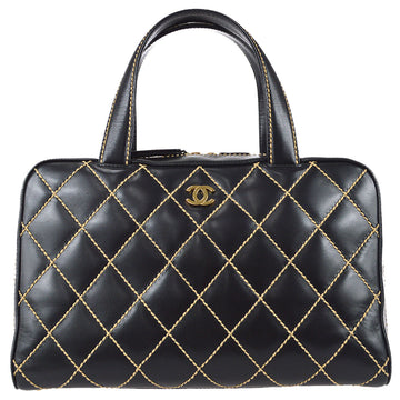 CHANEL 2000-2001 Wild Stitch Handbag Black Calfskin 180897