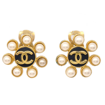 CHANEL Earrings Clip-On Pearl Gold 95A 171367