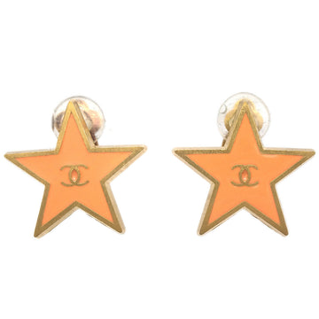 CHANEL Star Earrings Clip-On Orange 01P 79871
