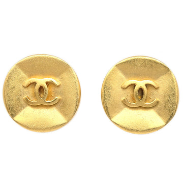 CHANEL Button Earrings Gold Clip-On 93A 99867