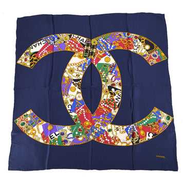 CHANEL Scarf Navy Small Good 79870