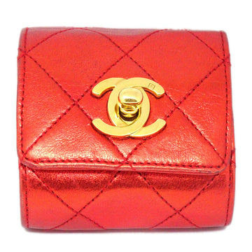 CHANEL Turnlock Bangle Red Lambskin 19134