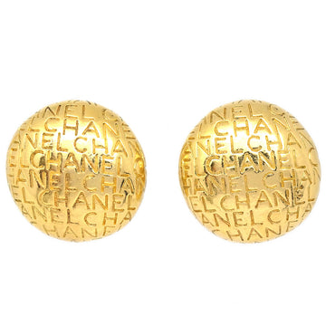 CHANEL Button Earrings Clip-On Gold 19158