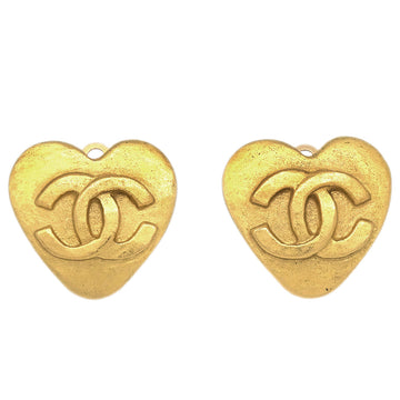 CHANEL Heart Earrings Clip-On Gold 95P 19020