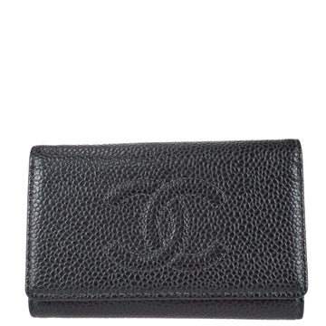 CHANEL 2001-2003 Timeless Key Case Black Caviar Small Good 19476