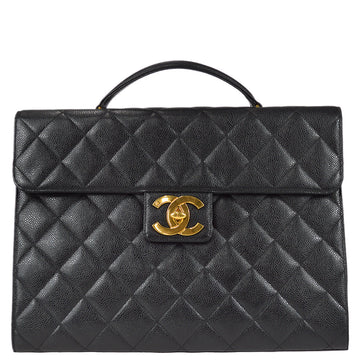 CHANEL 1994-1996 Briefcase Black Caviar 49455