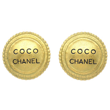 CHANEL Button Earrings Clip-On Gold 94A 19484