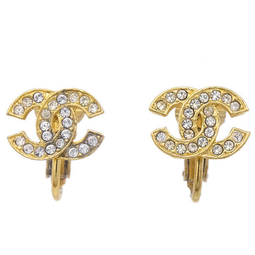 CHANEL Crystal & Gold Mini CC Earrings Clip-On 2092 28782