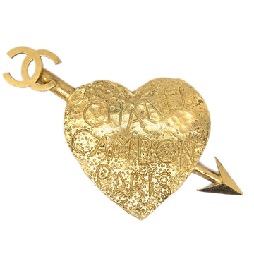 CHANEL Bow And Arrow Heart Brooch Gold 93A 29093