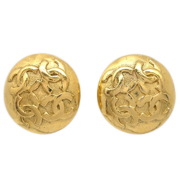 CHANEL Button Earrings Clip-On Gold 29096