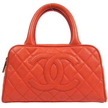 CHANEL 2003-2004 Peach Orange Caviar Bowling Bag 27 99469