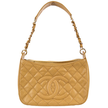 CHANEL 2001-2003 Beige Caviar Hobo Chain Handbag 59660