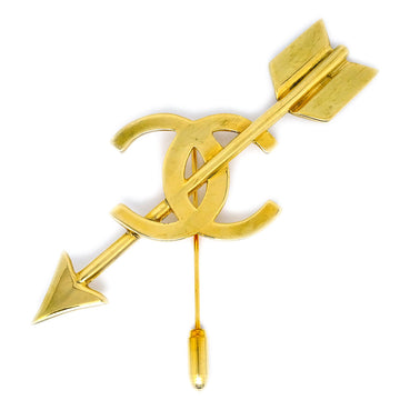 CHANEL Bow And Arrow Brooch Pin Gold 93A 59567