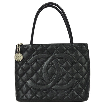 CHANEL 2000-2001 Black Caviar Medallion Tote SHW 110025