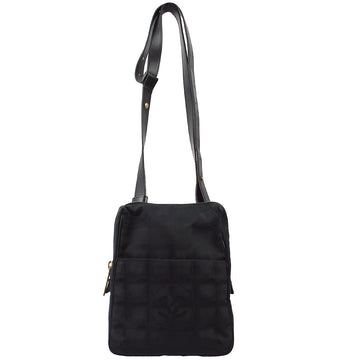 CHANEL 2001-2003 Black Jacquard New Travel Line Shoulder Bag 110230