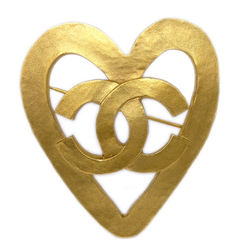 CHANEL Heart Brooch Gold 95P 110382