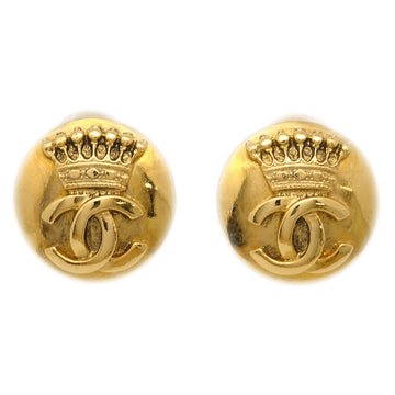 CHANEL Button Earrings Clip-On Gold 97P 150035