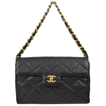 CHANEL 2000-2001 Black Caviar Chain Handbag 28497