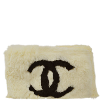CHANEL Fur Scarf White Small Good 58025