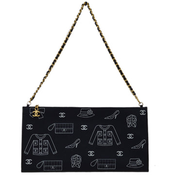 CHANEL 2002 Black Canvas Icon Chain Handbag 120051