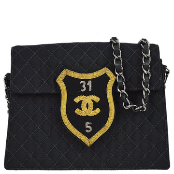 CHANEL 2004-2005 Black Emblem Chain Shoulder Bag 120576