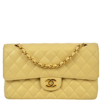 CHANEL 2004-2005 Beige Caviar Medium Classic Double Flap Bag 130621