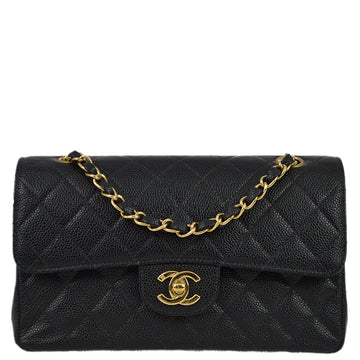 CHANEL 2001-2003 Black Caviar Small Classic Double Flap Bag 130622