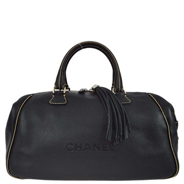 CHANEL 2003-2004 Black Calfskin Boston 40 130813