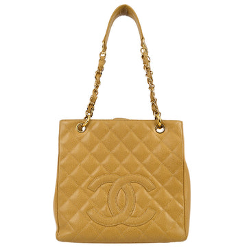 CHANEL 2003-2004 Beige Caviar Petite Shopping Tote PST 120532