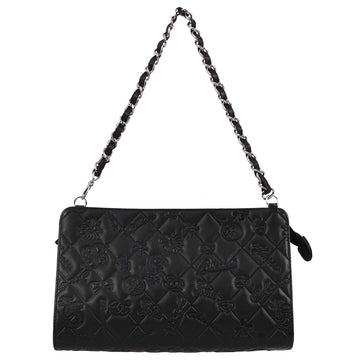 CHANEL * 2011 Black Lambskin Icon Chain Handbag 130668