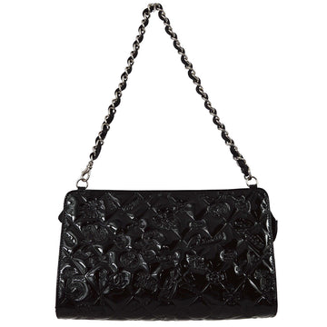 CHANEL * 2009-2010 Black Patent Leather Icon Handbag 130669