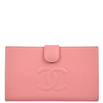 CHANEL 2004-2005 Pink Caviar Timeless Long Wallet 130848