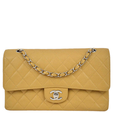 CHANEL 2000-2001 Beige Caviar Medium Classic Double Flap Bag SHW 130651