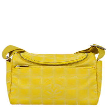 CHANEL 2001-2003 Yellow Jacquard Nylon New Travel Line Shoulder Bag 130665