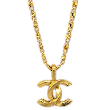 CHANEL Mini CC Chain Pendant Necklace Gold 1982 120300