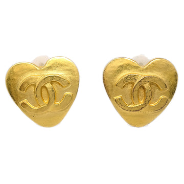 CHANEL Heart Earrings Gold 95P 120502