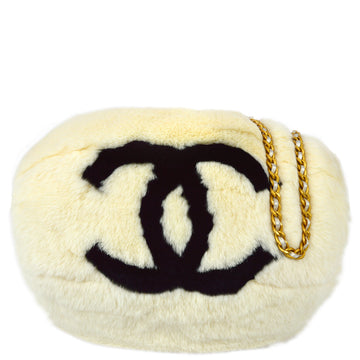 CHANEL Ivory Fur Hand Warmer Shoulder Bag 141311