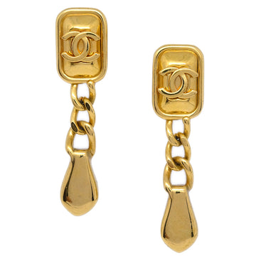 CHANEL Dangle Earrings Clip-On Gold 97A 111048