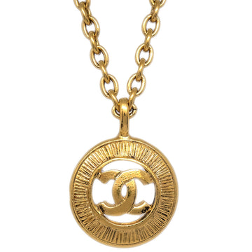 CHANEL Medallion Gold Chain Pendant Necklace 3848 120506