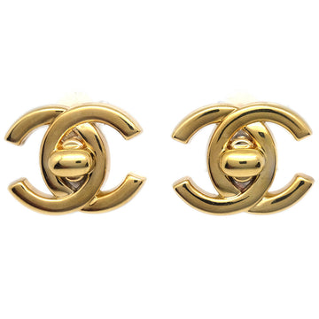 CHANEL Turnlock Earrings Clip-On Gold Small 97P 120618
