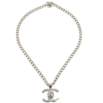 CHANEL Turnlock Silver Chain Pendant Necklace 96P 121111