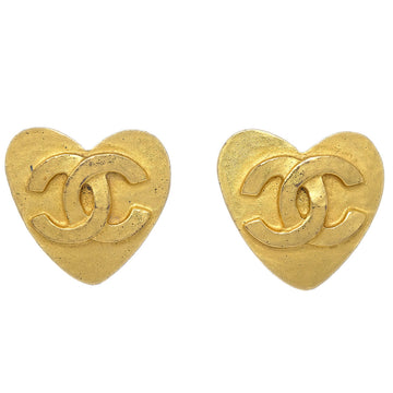 CHANEL Heart Earrings Clip-On Gold 95P 141023