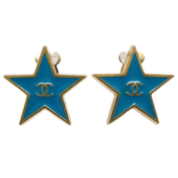 CHANEL Star Earrings Clip-On Blue 01P 141168