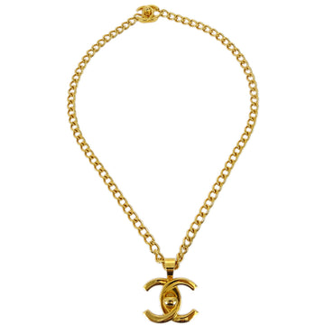 CHANEL Turnlock Gold Chain Pendant Necklace 97P 141230