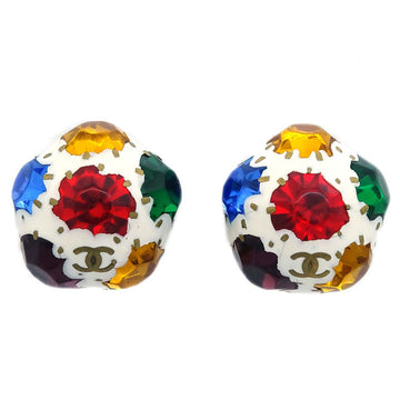 CHANEL Stone Earrings White Clip-On 98P 141336